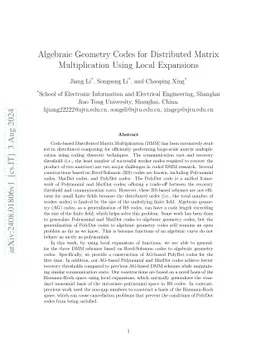 Algebraic Geometry Codes for Distributed Matrix Multiplication Using
  Local Expansions