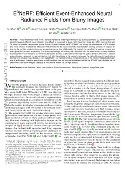 E$^{3}$NeRF: Efficient Event-Enhanced Neural Radiance Fields from Blurry Images