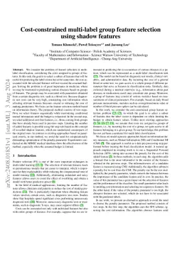 Cost-constrained multi-label group feature selection using shadow
  features