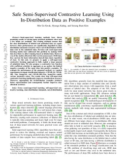 Safe Semi-Supervised Contrastive Learning Using In-Distribution Data as
  Positive Examples