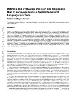 Defining and Evaluating Decision and Composite Risk in Language Models
  Applied to Natural Language Inference