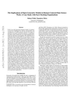 The Implications of Open Generative Models in Human-Centered Data
  Science Work: A Case Study with Fact-Checking Organizations