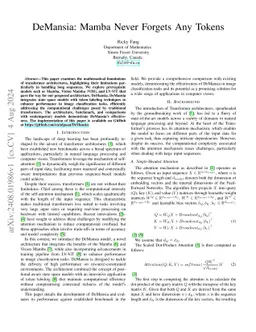 DeMansia: Mamba Never Forgets Any Tokens