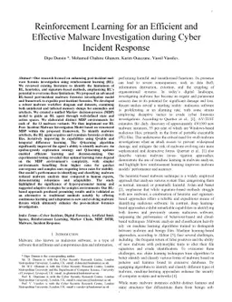 Reinforcement Learning for an Efficient and Effective Malware Investigation during Cyber Incident Response