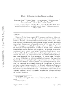 Faster Diffusion Action Segmentation