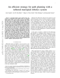 An efficient strategy for path planning with a tethered marsupial
  robotics system