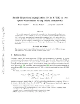 Small dispersion asymptotics for an SPDE in two space dimensions using
  triple increments