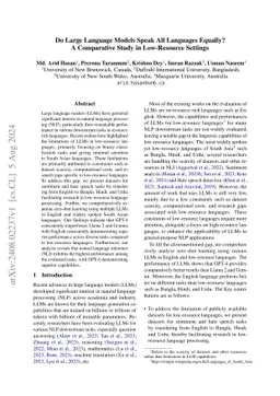 Do Large Language Models Speak All Languages Equally? A Comparative
  Study in Low-Resource Settings