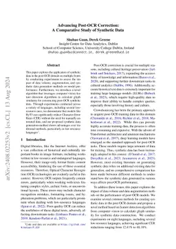 Advancing Post-OCR Correction: A Comparative Study of Synthetic Data