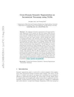 Cross-Domain Semantic Segmentation on Inconsistent Taxonomy using VLMs