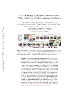COM Kitchens: An Unedited Overhead-view Video Dataset as a
  Vision-Language Benchmark