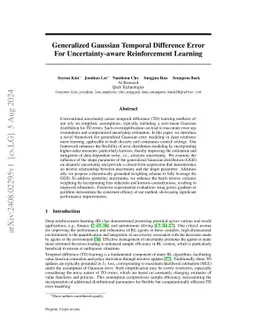 Generalized Gaussian Temporal Difference Error for Uncertainty-aware Reinforcement Learning