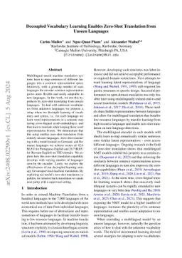 Decoupled Vocabulary Learning Enables Zero-Shot Translation from Unseen
  Languages