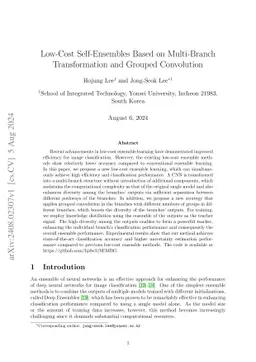 Low-Cost Self-Ensembles Based on Multi-Branch Transformation and Grouped
  Convolution
