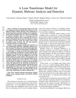 A Lean Transformer Model for Dynamic Malware Analysis and Detection