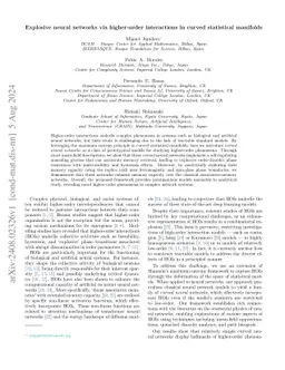 Explosive neural networks via higher-order interactions in curved statistical manifolds