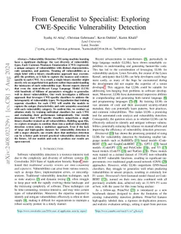 From Generalist to Specialist: Exploring CWE-Specific Vulnerability
  Detection