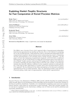 Exploiting Hankel-Toeplitz Structures for Fast Computation of Kernel
  Precision Matrices