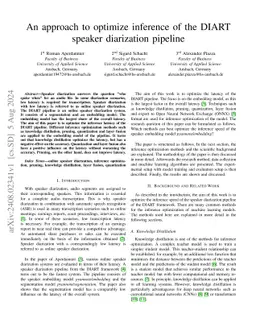 An approach to optimize inference of the DIART speaker diarization
  pipeline