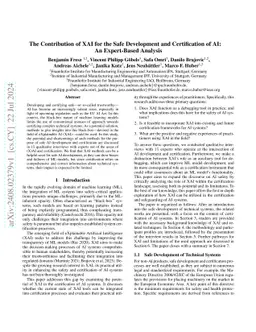 The Contribution of XAI for the Safe Development and Certification of
  AI: An Expert-Based Analysis