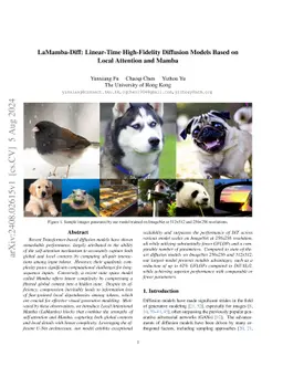 LaMamba-Diff: Linear-Time High-Fidelity Diffusion Models Based on Local
  Attention and Mamba