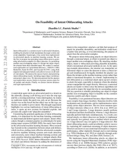 On Feasibility of Intent Obfuscating Attacks