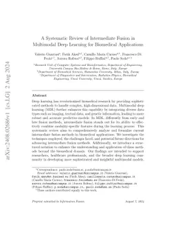 A Systematic Review of Intermediate Fusion in Multimodal Deep Learning
  for Biomedical Applications