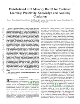 Distribution-Level Memory Recall for Continual Learning: Preserving
  Knowledge and Avoiding Confusion
