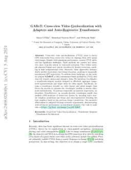 GAReT: Cross-view Video Geolocalization with Adapters and
  Auto-Regressive Transformers