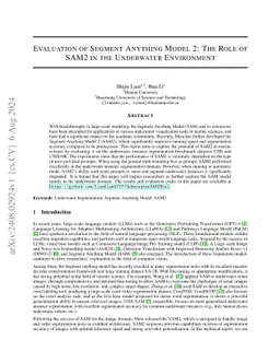 Evaluation of Segment Anything Model 2: The Role of SAM2 in the
  Underwater Environment