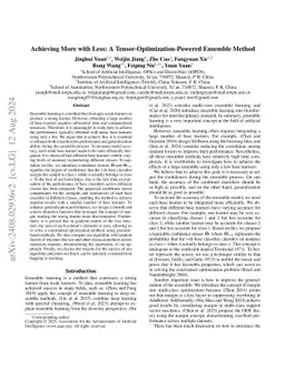 Achieving More with Less: A Tensor-Optimization-Powered Ensemble Method