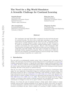 The Need for a Big World Simulator: A Scientific Challenge for Continual
  Learning