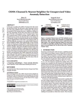 CKNN: Cleansed k-Nearest Neighbor for Unsupervised Video Anomaly
  Detection