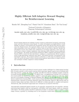 Highly Efficient Self-Adaptive Reward Shaping for Reinforcement Learning