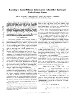 Learning to Turn: Diffusion Imitation for Robust Row Turning in
  Under-Canopy Robots