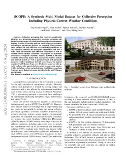 SCOPE: A Synthetic Multi-Modal Dataset for Collective Perception
  Including Physical-Correct Weather Conditions