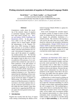Probing structural constraints of negation in Pretrained Language Models