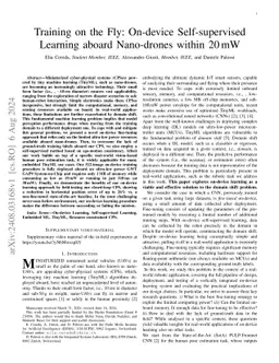 Training on the Fly: On-device Self-supervised Learning aboard
  Nano-drones within 20 mW