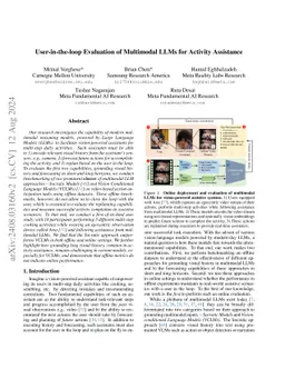 User-in-the-loop Evaluation of Multimodal LLMs for Activity Assistance