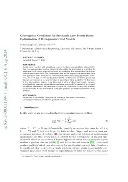 Convergence Conditions for Stochastic Line Search Based Optimization of Over-parametrized Models