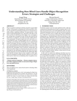 Understanding How Blind Users Handle Object Recognition Errors:
  Strategies and Challenges