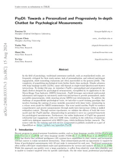 PsyDI: Towards a Personalized and Progressively In-depth Chatbot for Psychological Measurements