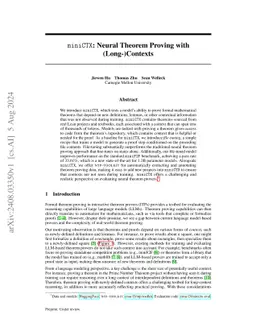 miniCTX: Neural Theorem Proving with (Long-)Contexts