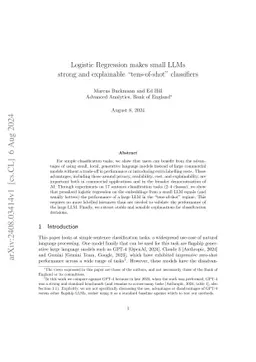 Logistic Regression makes small LLMs strong and explainable
  "tens-of-shot" classifiers