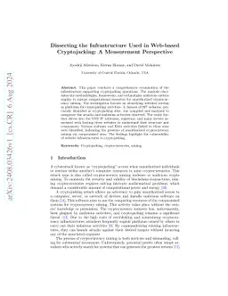 Dissecting the Infrastructure Used in Web-based Cryptojacking: A
  Measurement Perspective