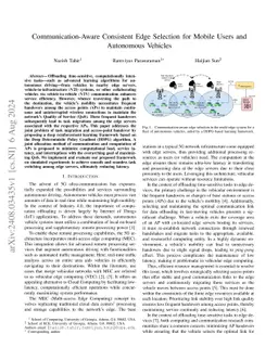 Communication-Aware Consistent Edge Selection for Mobile Users and
  Autonomous Vehicles