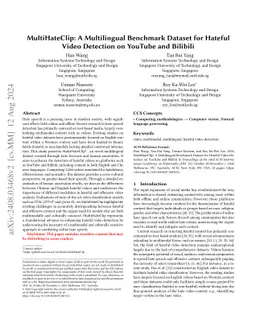 MultiHateClip: A Multilingual Benchmark Dataset for Hateful Video
  Detection on YouTube and Bilibili