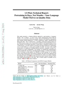 1.5-Pints Technical Report: Pretraining in Days, Not Months -- Your
  Language Model Thrives on Quality Data