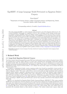 EgyBERT: A Large Language Model Pretrained on Egyptian Dialect Corpora