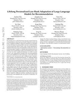 Lifelong Personalized Low-Rank Adaptation of Large Language Models for
  Recommendation